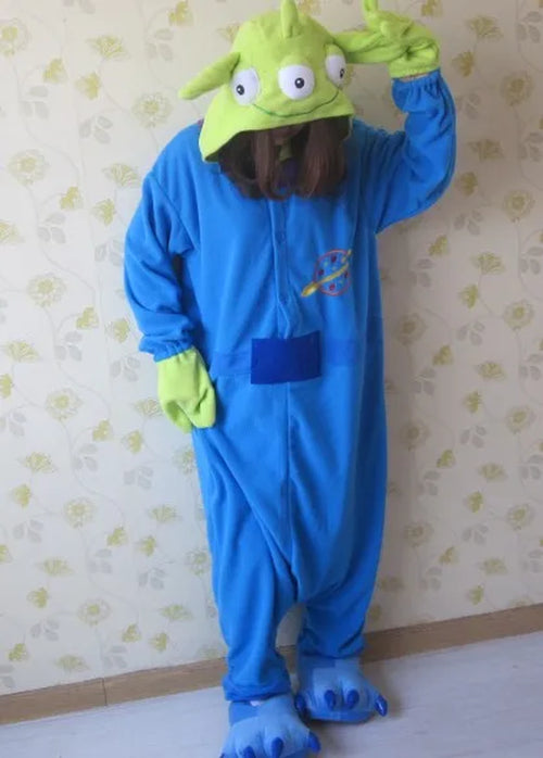Alien Anime Adult Onesies Pyjamas Cartoon Animal Cosplay Costume Pajamas Adult Onesies Sleepwear Halloween Kigurumi