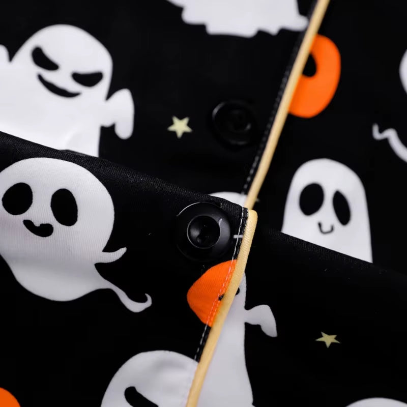 Bewitching and Bone-Chilling: Spooky Snuggle Suit for Ghoulish Ladies - Pumpkin & Skull Pajama Party Set!