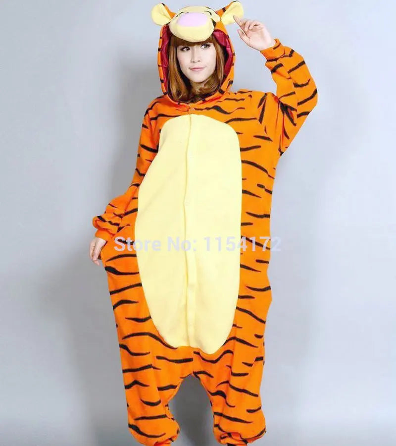 Kigurumi 3D Dimensional Tiger Costume Pajamas Cartoon Animal Cosplay Pyjamas Adult Onesies Party Dress Halloween Pijamas